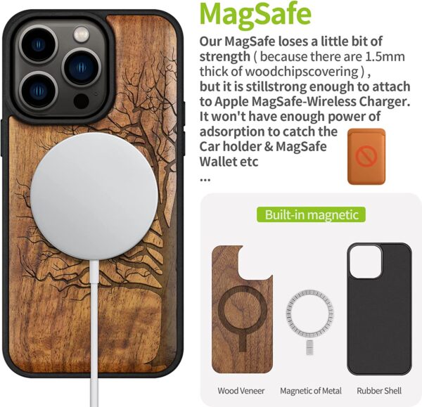 Carveit Magnetic Wood Case for iPhone 14 Pro (Eternal Tree -Walnut)