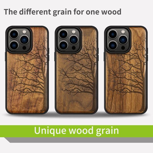 Carveit Magnetic Wood Case for iPhone 14 Pro (Eternal Tree -Walnut)