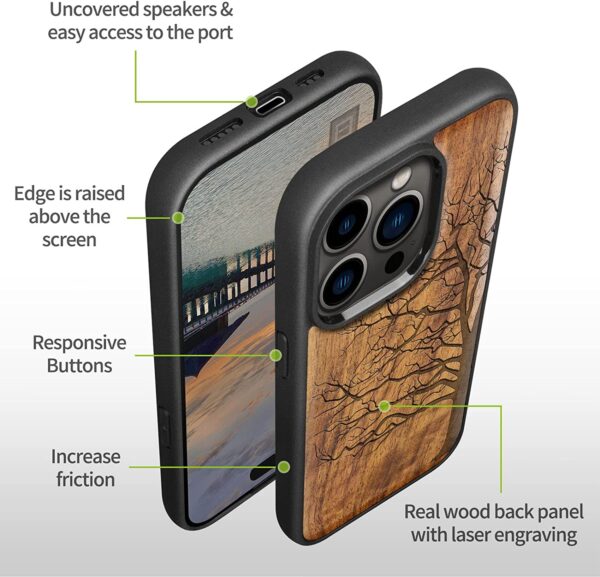 Carveit Magnetic Wood Case for iPhone 14 Pro (Eternal Tree -Walnut)