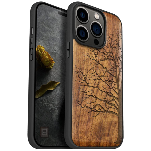 Carveit Magnetic Wood Case for iPhone 14 Pro (Eternal Tree -Walnut)
