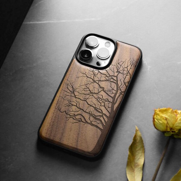 Carveit Magnetic Wood Case for iPhone 14 Pro (Eternal Tree -Walnut)