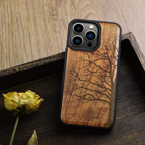 Carveit Magnetic Wood Case for iPhone 14 Pro (Eternal Tree -Walnut)