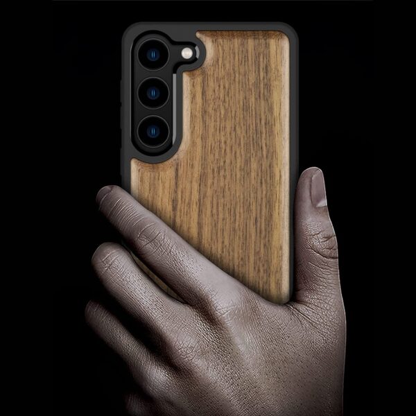 Carveit Wood Case for Galaxy S23 [Natural Wood & Black Soft TPU] (Walnut)