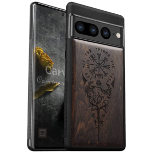 Google Pixel 7 Pro Wood Case, Viking Vegvisir, Blackwood