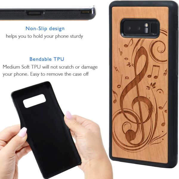 Samsung Galaxy Note 8 Wood Phone Case, Engrave Music Sign